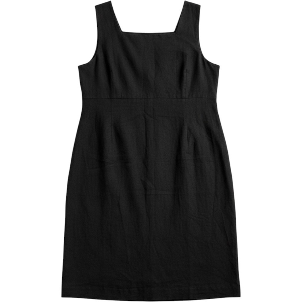 Lands End Womens Linen Sleeveless Square Neck Sheath Dress Size 16 Regular 62789